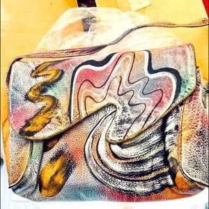 Hand painted leather bag